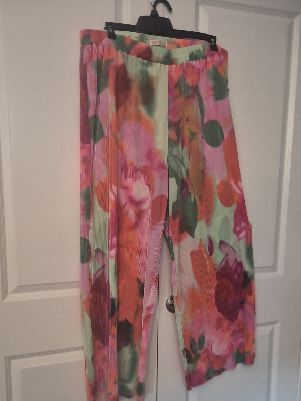 Wide Leg Floral Palazzo Pants in Pink & Green